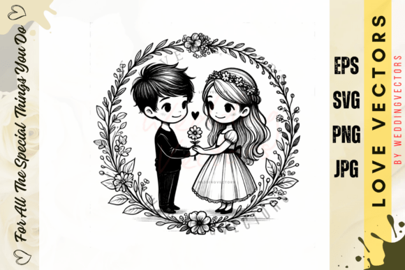 C3608: Fine Line Illustrations for Wedding & Love Designs