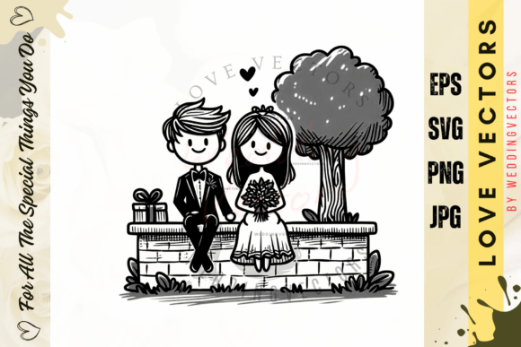 C363 Love Vectors: Crafting Your Wedding Couple's Visual Story