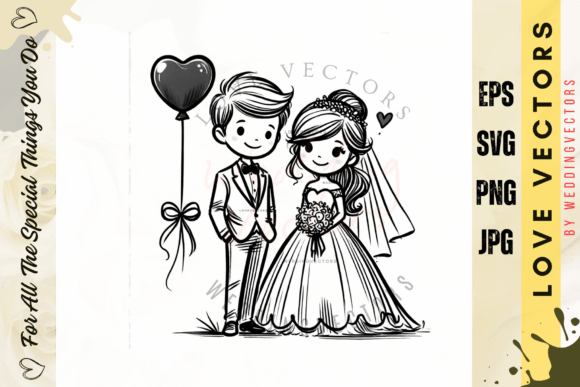C3661: Elegant Wedding Couple & Love Vectors for Designers