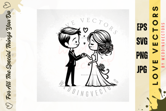 C3738 Wedding Couple and Love Vectors: A Minimalist Emblem Collection