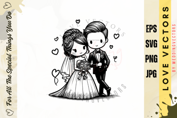 Capturing Romance: The Elegance of Wedding Couple and Love Vectors - C2687