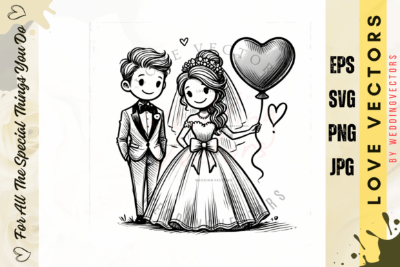 Elegant Wedding Couple & Love Vectors: Design Set C3259