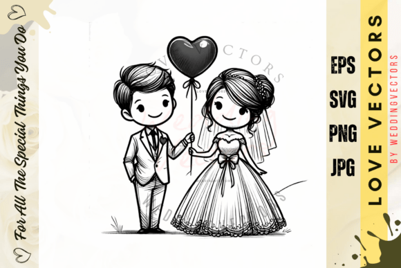 Eternalize Romance: The C3823 Wedding Couple Illustration