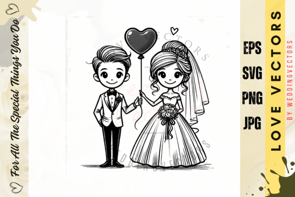 Romantic Design Assets: The Wedding Couple & Love Vectors