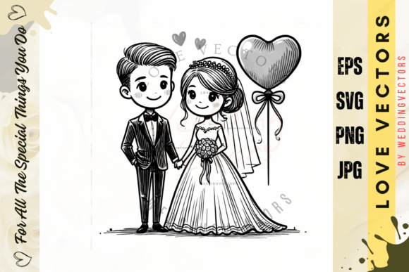 Wedding Couple and Love Vectors - C3235: A Dreamy Design Asset