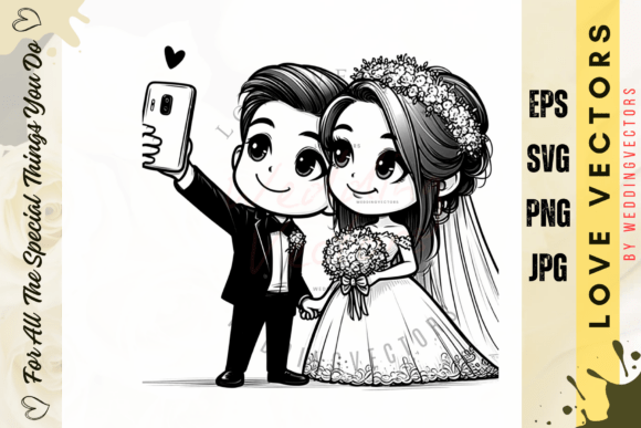 Wedding Couple and Love Vectors - C3256: Elegance in Every Detail