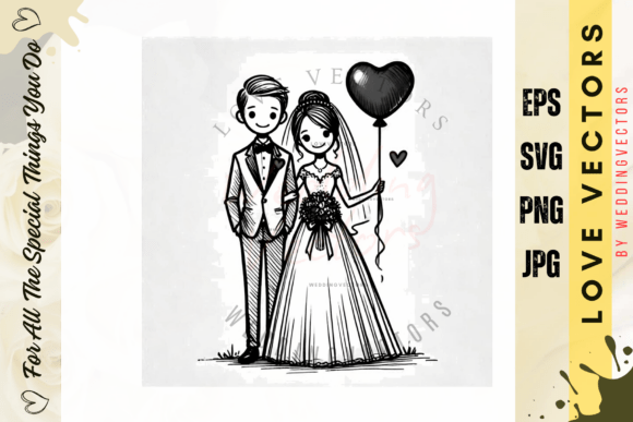Wedding Couple and Love Vectors - C3673: Romance in Every Line