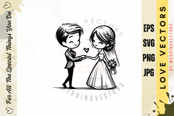 Wedding Couple and Love Vectors - C3861: Crafting Timeless Invitations
